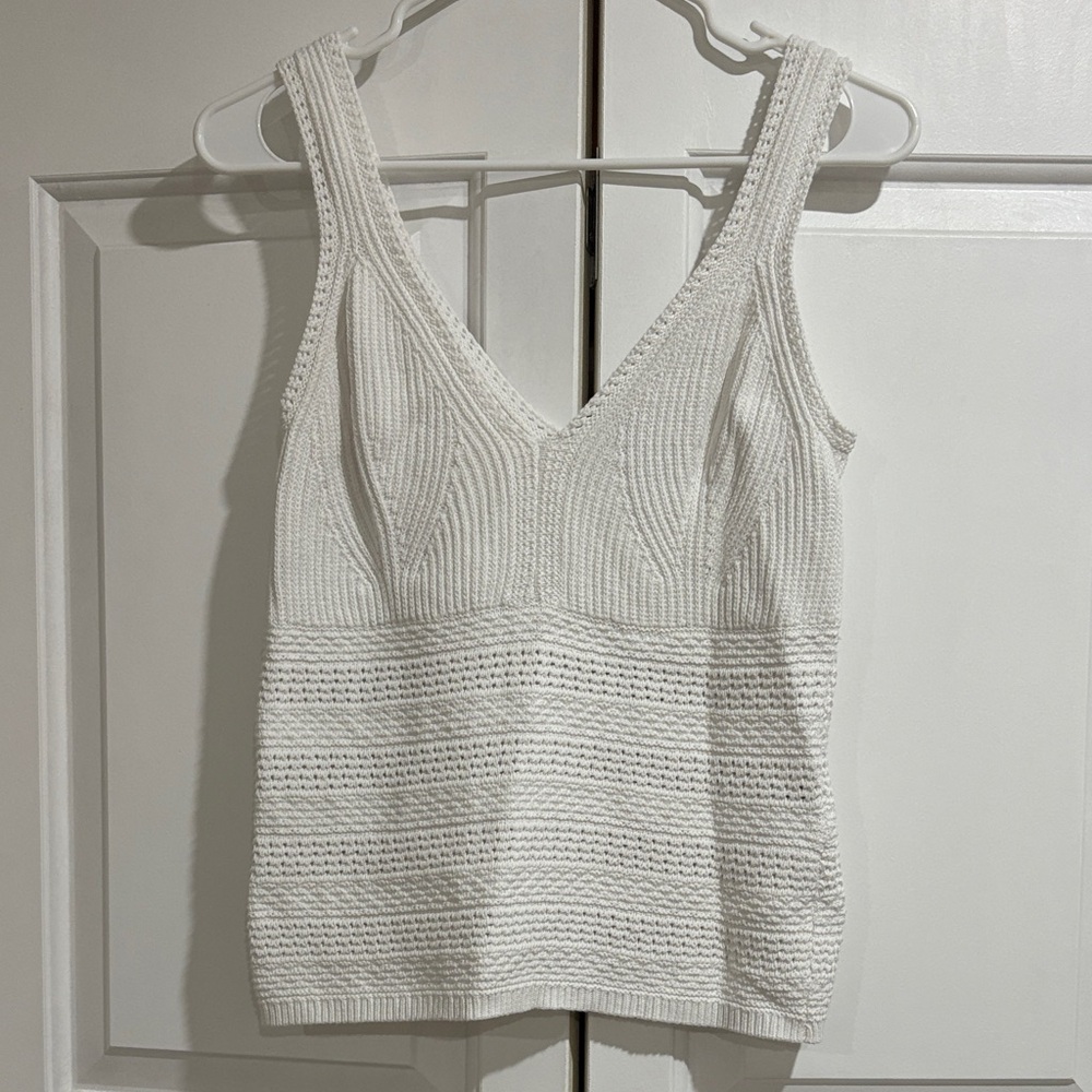 INC International Concepts White Knit Tank Top